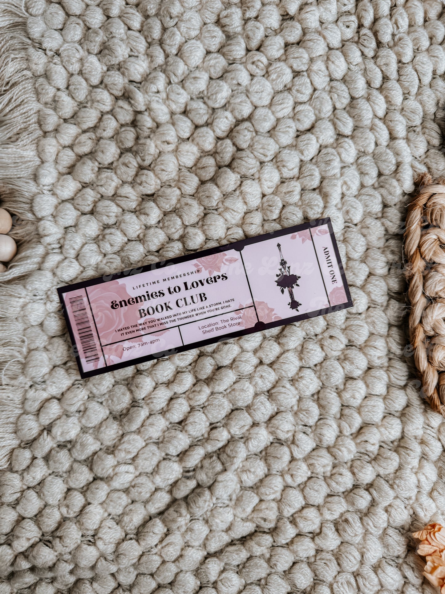 💘 RTS Enemies to Lovers Book Club Bookmark – Ticket Edition for Romance Readers Multiple Colors
